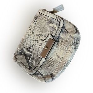 COACH Kristin White/Cream/Grey Embossed Python Clutch/Crossbody bag W/O chain